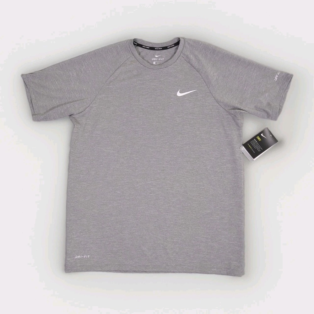 Nike Swim Dri-FIT Hydroguard Shirt Mens Medium UPF 40+ Rash Guard Gray NESSA589